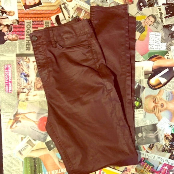 Divided Denim - H&M maroon wax skinny jeans